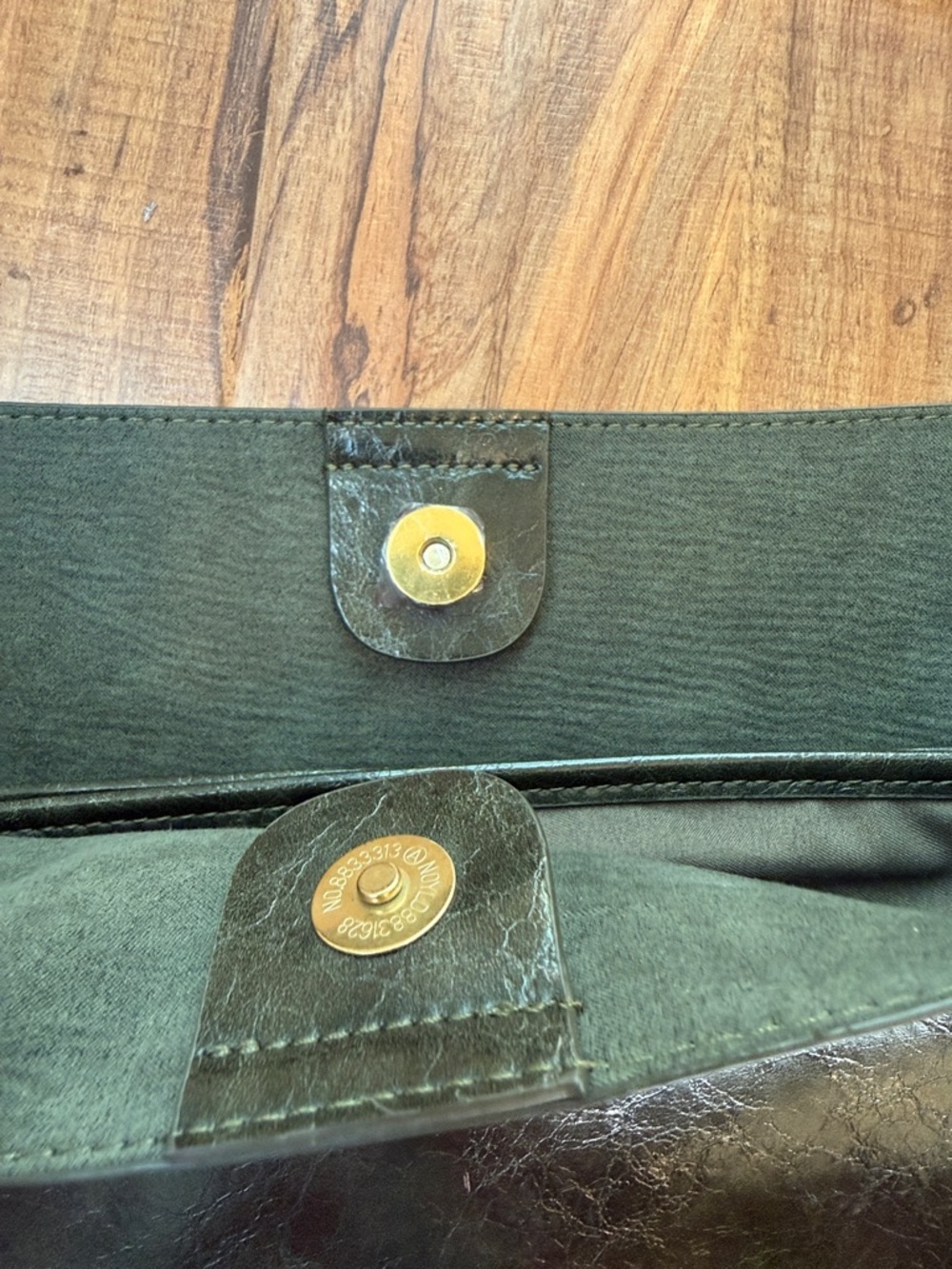 Anthropologie Tote Rowan Slouchy Dark Green Polyurethane Shoulder Bag / Purse - Picture 2 of 6